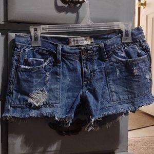 A & F blue jean cut off shorts